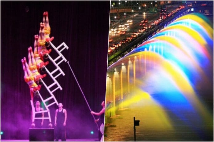 Xem xiếc miễn phí và ngắm đài phun nước trên cầu Banpo bên sông Hàn về đêm