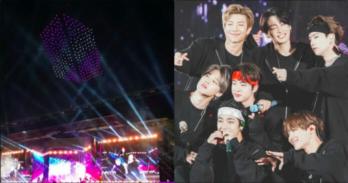 BTS chiêu đãi ARMYs đại tiệc ảo thuật ánh sáng trên không (Drone Light Show) tại concert ở Seoul