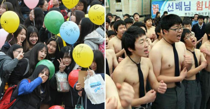 Muôn kiểu cổ vũ các anh chị lớp 12 thi đại học ở Hàn Quốc