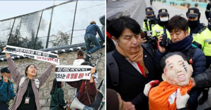 Người dân Hàn Quốc biểu tình phản đối Mỹ đòi tăng chi phí đóng quân trên bán đảo