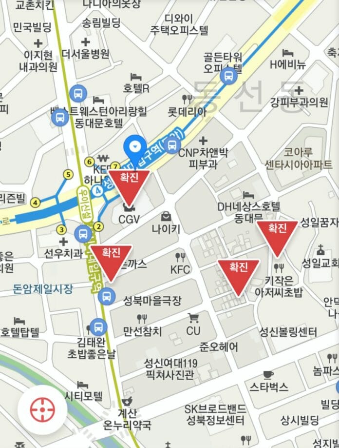 Bản đồ tình trạng lây lan virus corona Vũ Hán ở Hàn Quốc
