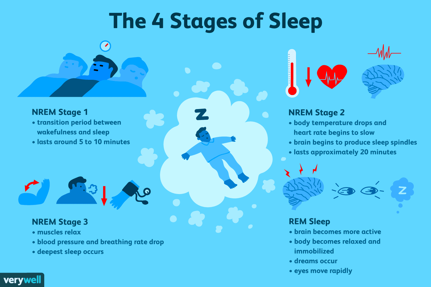 The 4 Stages of Sleep (NREM and REM Sleep Cycles)