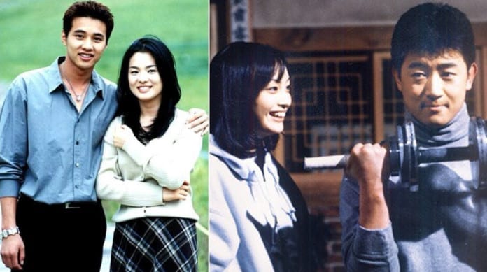 Won Bin (trái) trong phim Trái Tim Mùa Thu và Lee Na Young (phải) trong phim Thành Thật Với Tình Yêu.