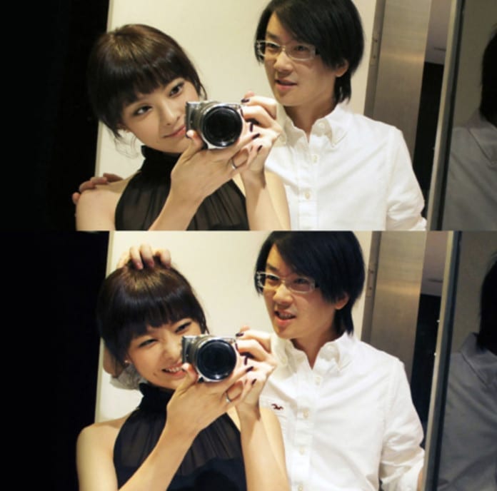 Hình ảnh nhí nhảnh của ca sĩ Seo Taiji và người vợ thứ hai.