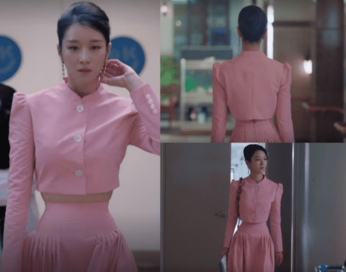 Seo Ye Ji mặc váy lửng màu hồng để lộ vòng eo con kiến.