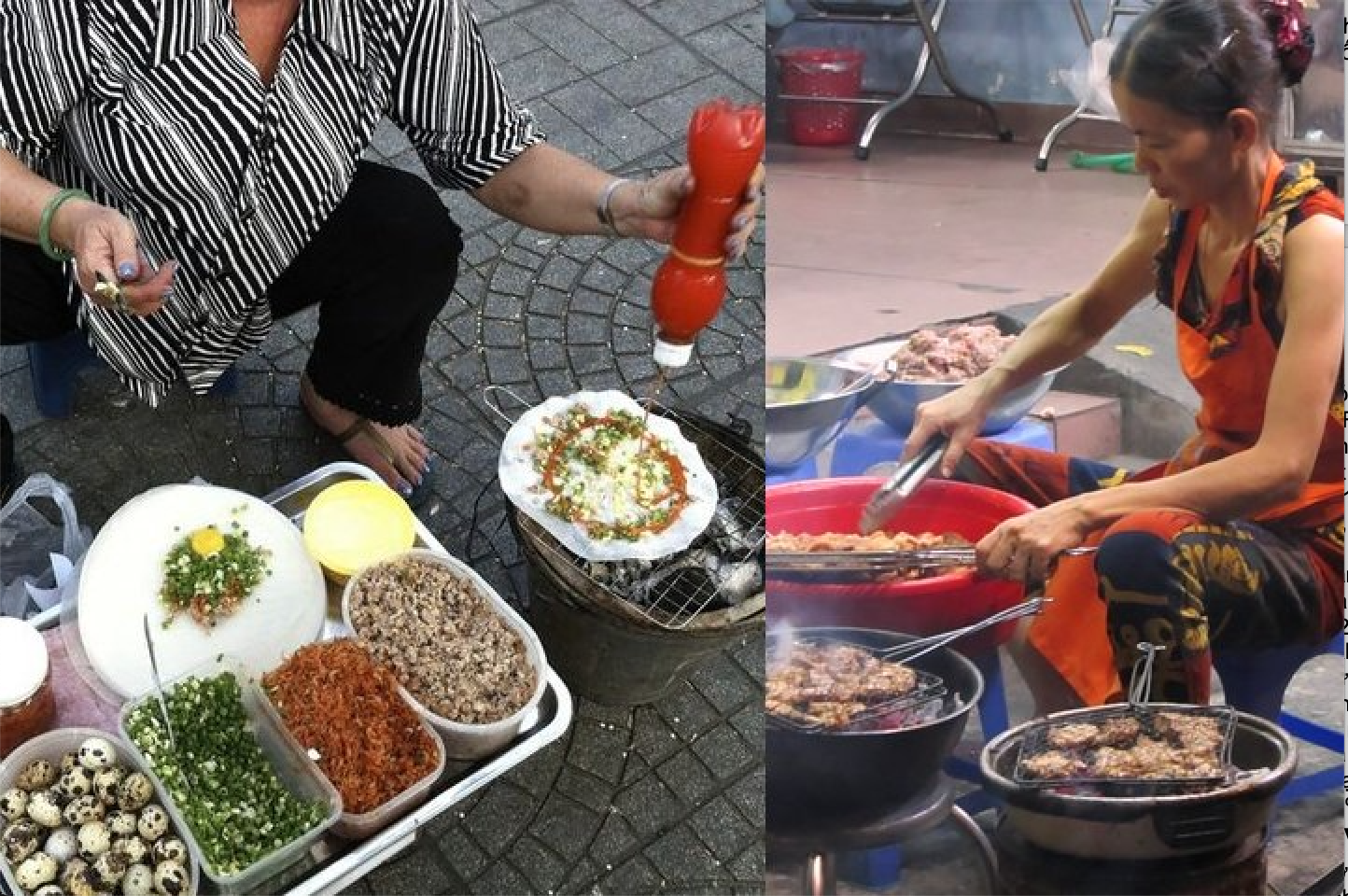 Chi phí sinh hoạt tại Việt Nam: Hình ảnh các quán ăn vỉa hè không được sạch sẽ ở Việt Nam.